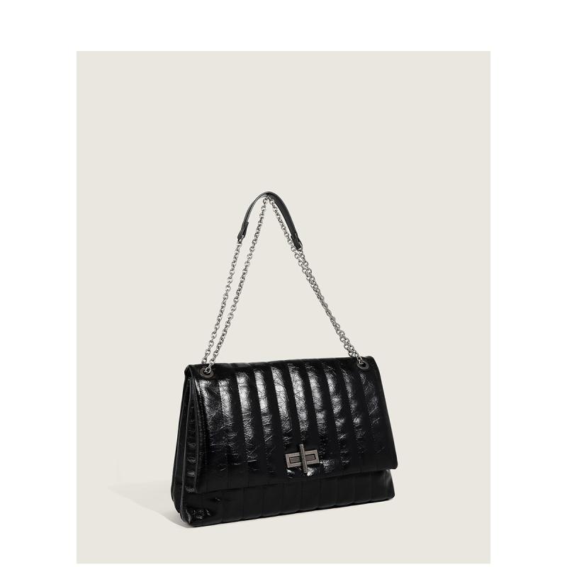 Bolso Solapa Mediano Piel Negro  | Bolsos Mujer Accesorios Bolsos