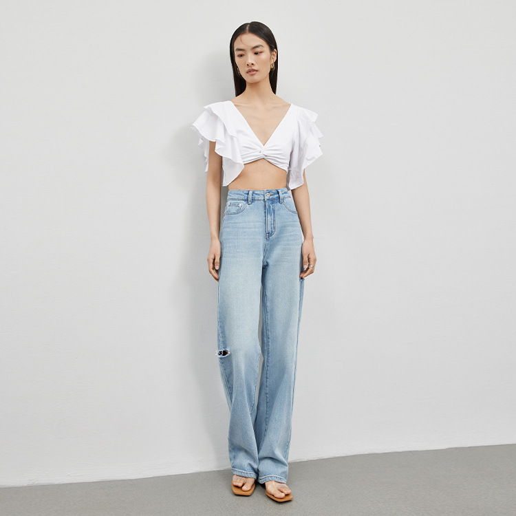 Jeans 90'S Wide Leg Rotos  | Jeans Mujer Jeans Azul lavado