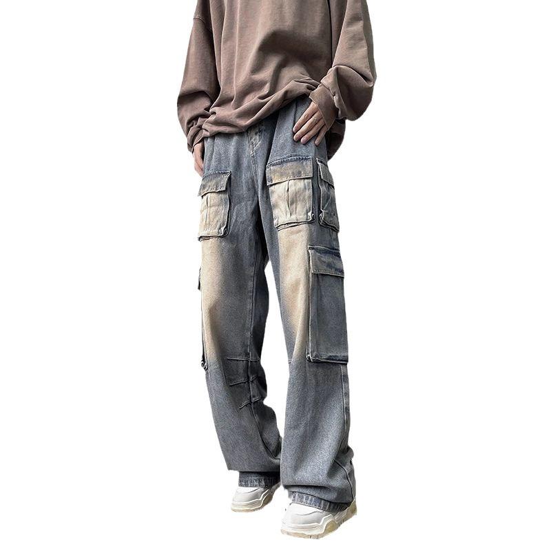 Jeans Cargo Baggy Color Block  | Pantalones Hombre Hombre Azul