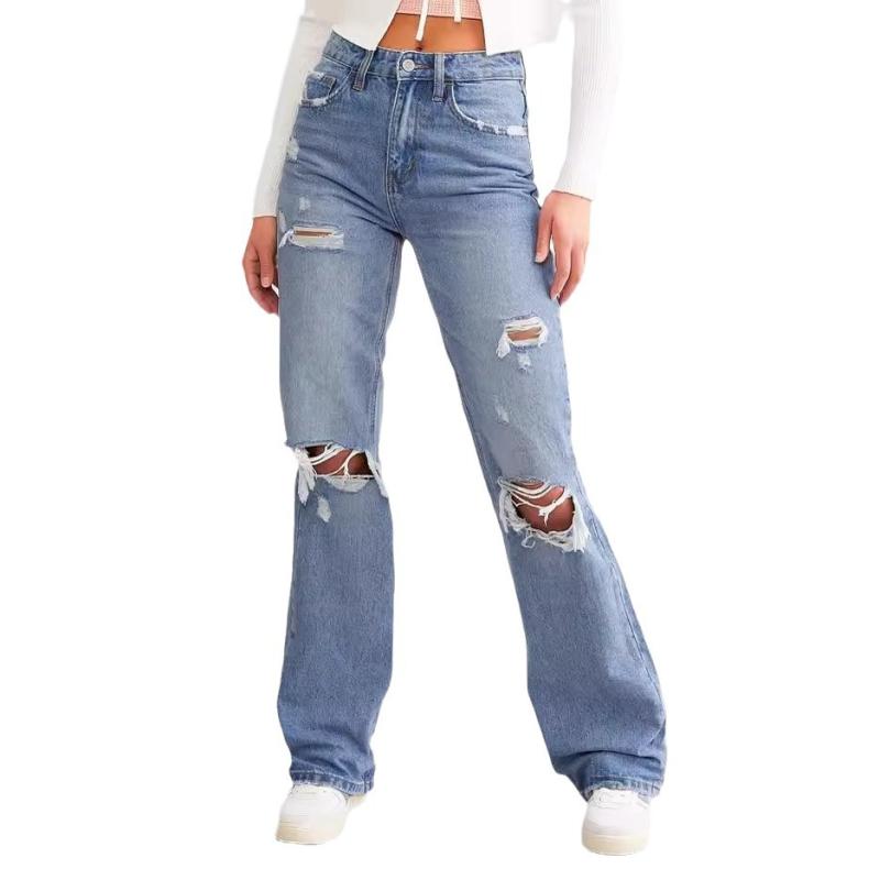 Jeans Cropped  | Jeans Mujer Jeans Azul lavado