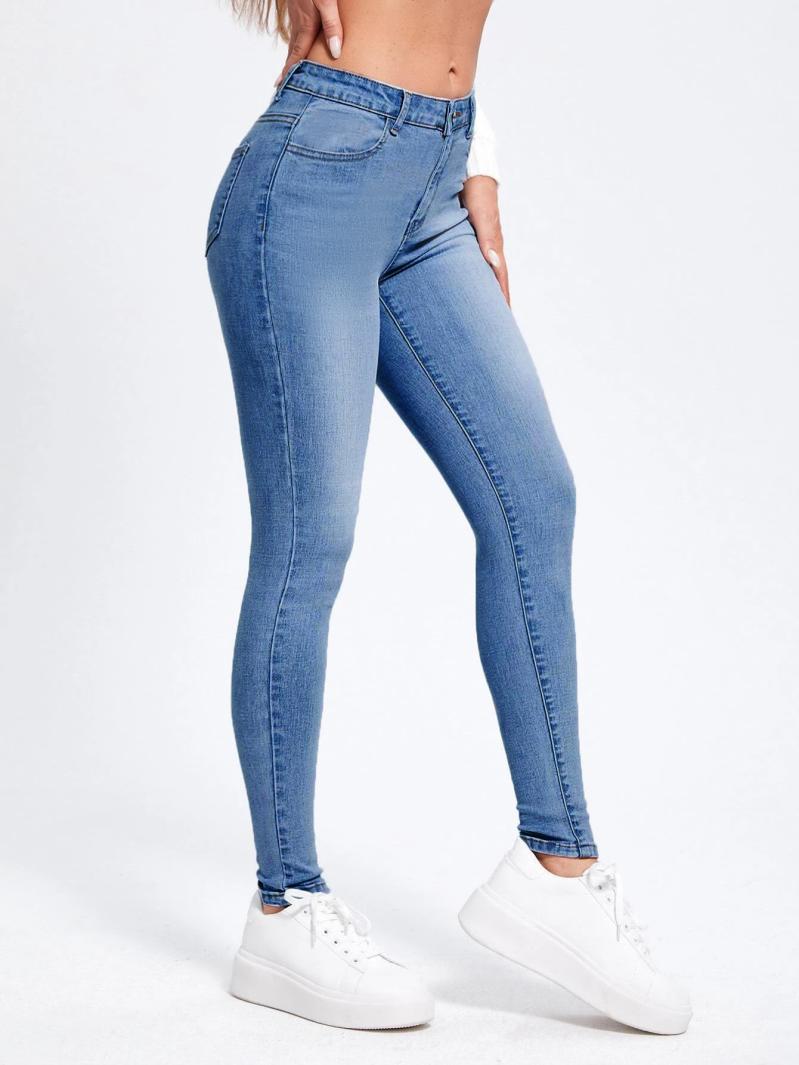 Jeans Skinny Low Waist  | Jeans Mujer Jeans Azul lavado