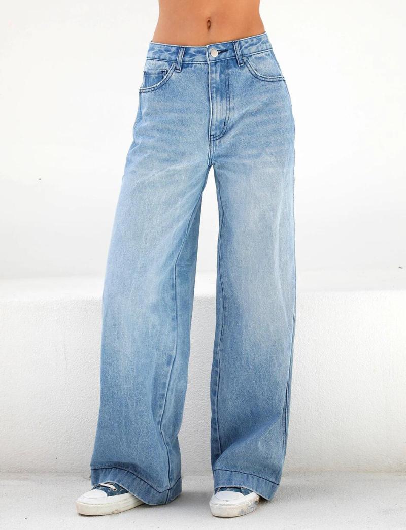 Jeans Wide Leg  | Jeans Mujer Jeans Azul lavado