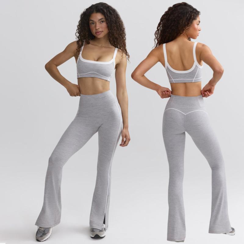 Pantalón Flare Cintura Canalé  | Pantalones Mujer Mujer Gris