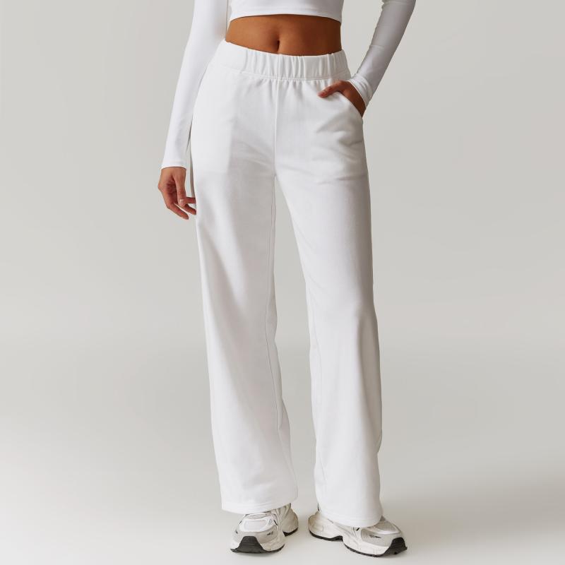 Pantalón Wide Leg Rib Soft Touch  | Pantalones Mujer Mujer Crudo