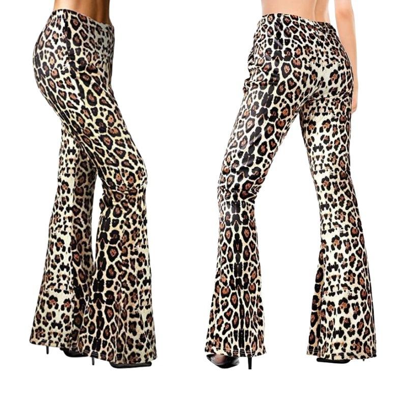 Pantalón Wide Leg Satén Animal Print  | Pantalones Mujer Mujer Marrón