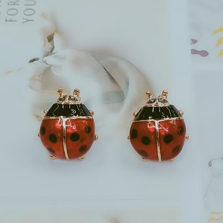 Pendientes Cristal Y Mariquita Rojos  | Bisutería Mujer Accesorios Bisutería