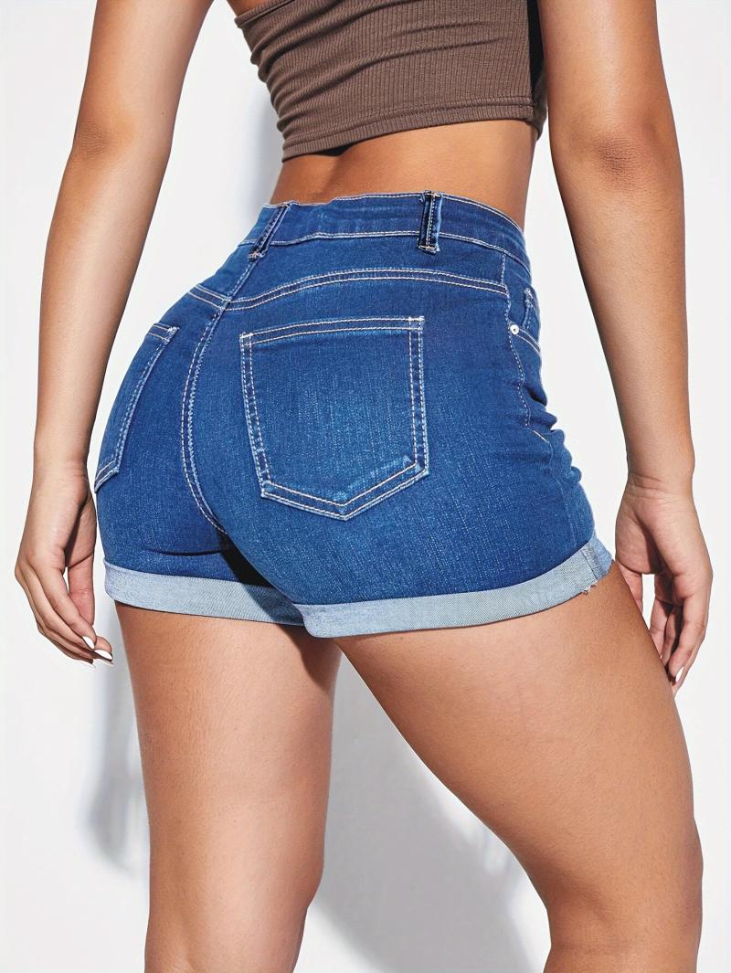 Short Denim Roll Up  | Jeans Mujer Jeans Azul